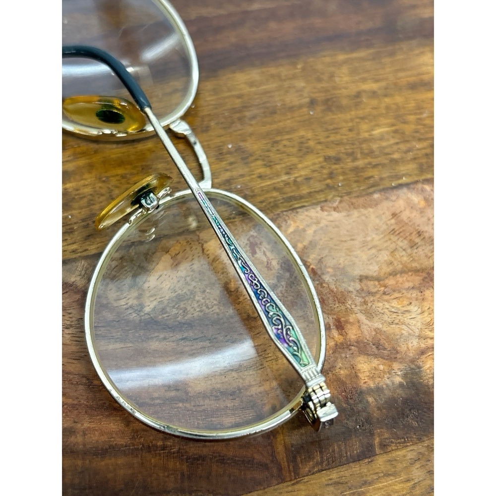 Vintage‎ Multicolor/Gold Savvy Unique Round Metal Scrollwork Frame Eyeglasses - Picture 5 of 9